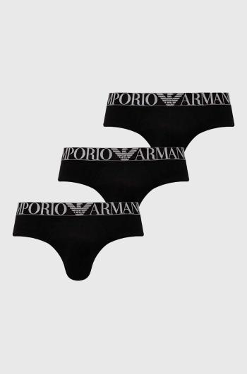 Slipy Emporio Armani Underwear 3-pak pánske, čierna farba, 111734 4F726