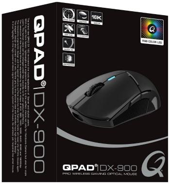 QPAD DX900 #####Kabellose Gaming-Maus bezdrôtový optická čierna, RGB 8 null 16000 dpi podsvietenie