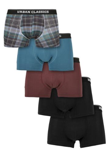Urban Classics Organic Boxer Shorts 5-Pack plaidaop+jasper+cherry+blk+blk - XXL