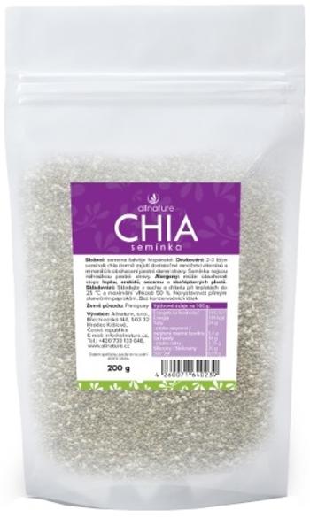 Allnature Chia semienka, 1 x 200 g
