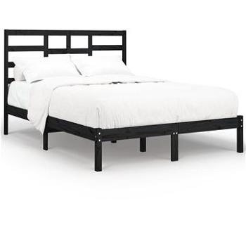 Rám postele čierny masívne drevo 140 × 200 cm, 3105799
