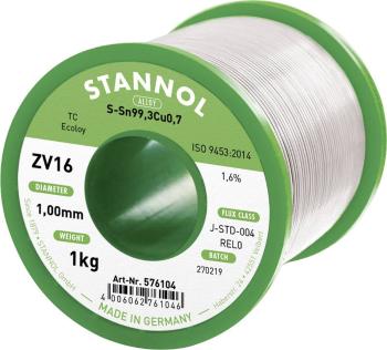 Stannol ZV16 spájkovací cín bez olova bez olova Sn99,3Cu0,7 1000 g 1 mm