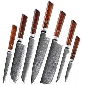 Sada damaškových kuchynských nožov Iwaki Hnedá