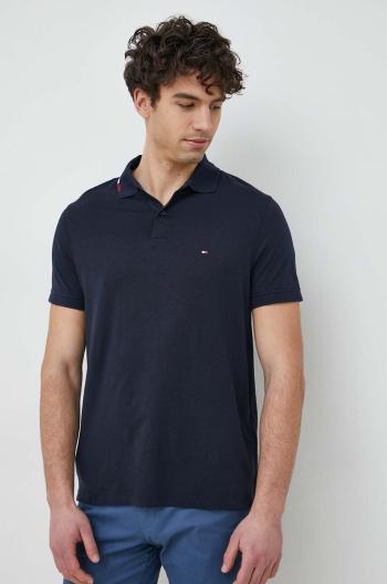 Polo tričko Tommy Hilfiger pánske, tmavomodrá farba, jednofarebné