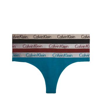 CALVIN KLEIN - tangá 3PACK radiant cotton black & raisin color combo - limitovaná edícia-L