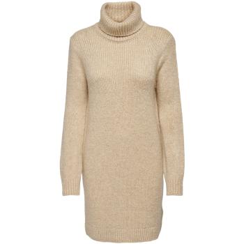 Jacqueline De Yong  JDYDINEA L/S SOLID ROLLNECK DRE KNT 15271459  Krátke šaty Béžová