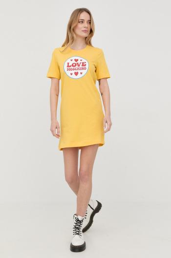 Šaty Love Moschino žltá farba, mini, rovný strih