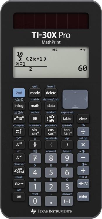 Texas Instruments TI-30X Pro MathPrint  školský počítač čierna Displej (počet miest): 16 na batérie, solárny pohon
