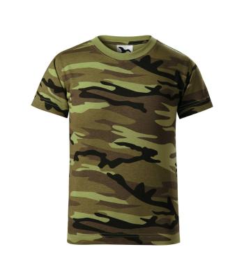 MALFINI Detské maskáčové tričko Camouflage - Maskáčová zelená | 122 cm (6 rokov)