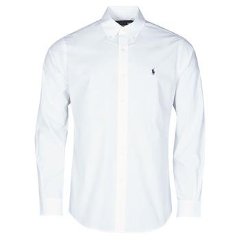 Polo Ralph Lauren  Košele s dlhým rukávom CHEMISE AJUSTEE EN POPLINE DE COTON COL BOUTONNE  LOGO PONY PLAY  Biela