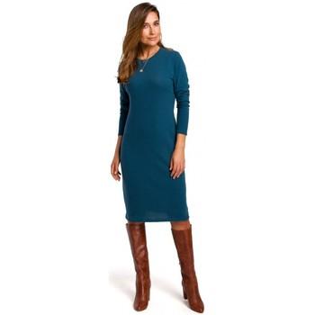 Style  Šaty S178 Svetrové šaty s dlhým rukávom - oceánsky modré  viacfarebny