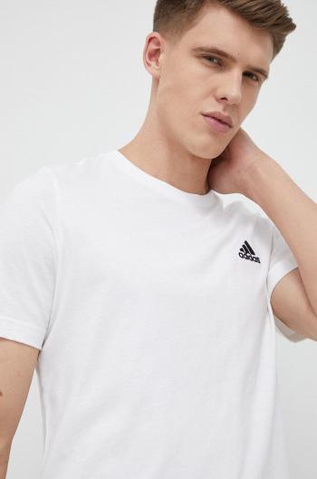 Bavlnené tričko adidas biela farba, jednofarebné