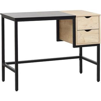 Čierny písací stôl 100 × 48 cm so svetlým drevom HARPER, 250267 (beliani_250267)