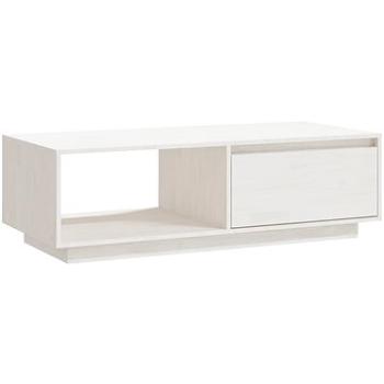 SHUMEE Konferenčný stolík biely 110 × 50 × 33,5 cm masívne borovicové drevo, 809883