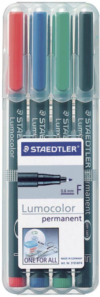 Staedtler Lumocolor permanent F DRY SAFE 318 WP4 permanentný popisovač červená, modrá, zelená, čierna Vodotesné: áno