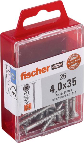 Fischer  657463 skrutka do dreva 4 mm 35 mm krížová dražka Pozidriv     glavanizované zinkom 25 ks