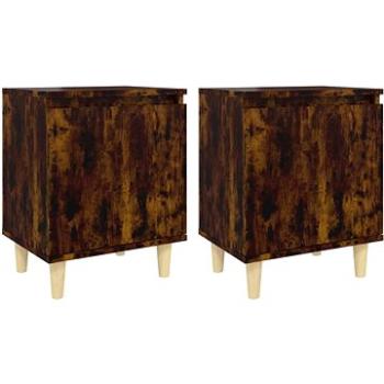 SHUMEE Nočné stolíky masívne drevené nohy 2 ks dymový dub 40 × 30 × 50 cm, 813111