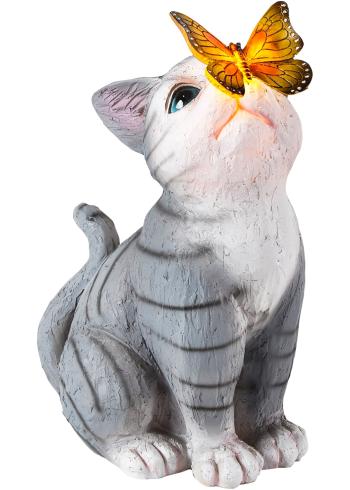 Solárna dekoračná lampa mačka s motýľom