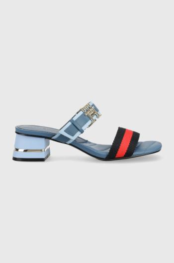 Šľapky Tommy Hilfiger HARDWARE BLOCK MID HEEL COMBO dámske, na podpätku