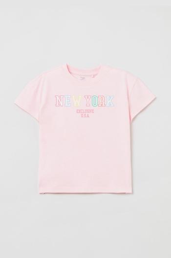 Detské bavlnené tričko OVS ružová farba,