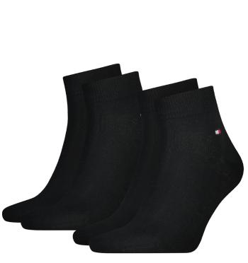 TOMMY HILFIGER - 2PACK black quarter pánske ponožky-39-42