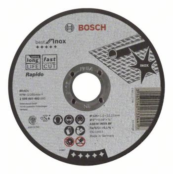 Bosch Accessories  2608603492 rezný kotúč rovný  125 mm 22.23 mm 1 ks