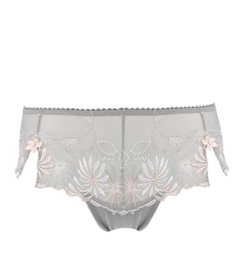POUR MOI - St.Tropez grey/pink vyšívané francúzske nohavičky-L