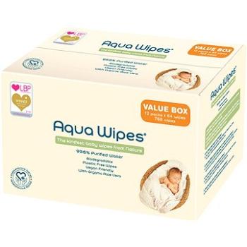 Aqua Wipes BIO Aloe Vera 100% rozložiteľné obrúsky 99% vody 12× 64 ks (5060180400606)