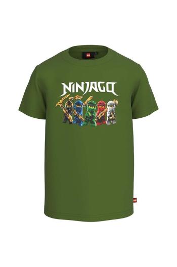 Detské bavlnené tričko Lego Ninjago zelená farba, s potlačou