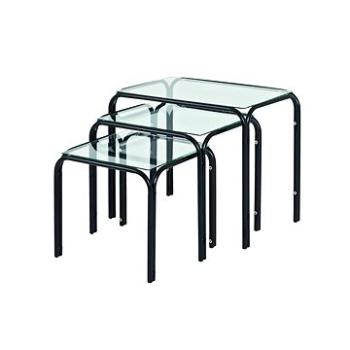 Odkládací stolek Elin, set 3 kusů, černá / čirá (HA00831)