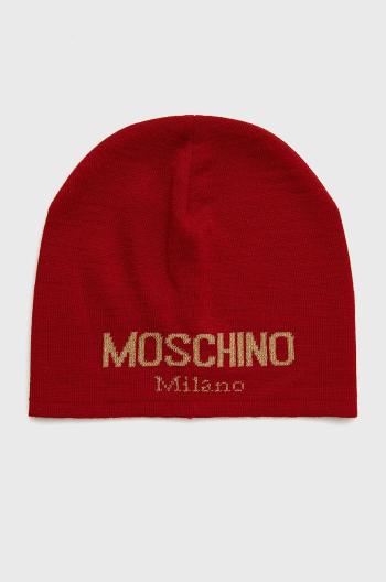 Čiapka Moschino červená farba, z tenkej pleteniny