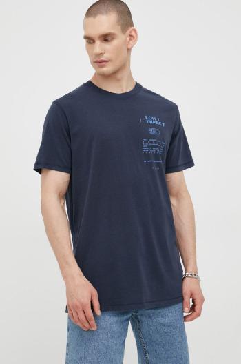 Bavlnené tričko Jack & Jones tmavomodrá farba, s potlačou