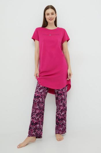 Pyžamové nohavice Tommy Hilfiger dámske, fialová farba,