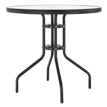 Jedálenský stôl, čierna oceľ/tvrdené sklo, BORGEN TYP 2 P1, poškodený tovar