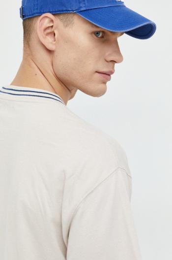 Bavlnené tričko Abercrombie & Fitch béžová farba, jednofarebné
