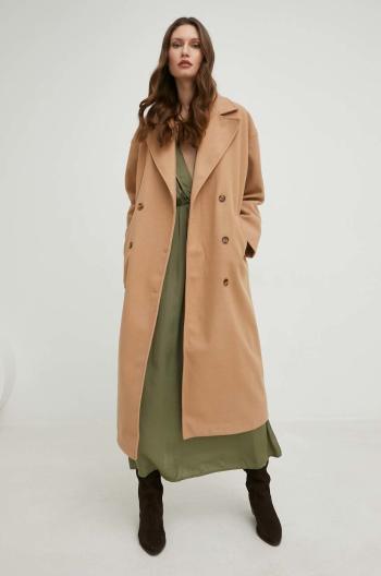 Vlnený kabát Answear Lab , hnedá farba, prechodný