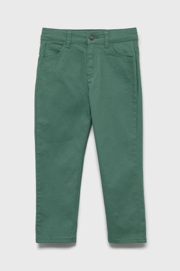 Detské nohavice United Colors of Benetton zelená farba, jednofarebné