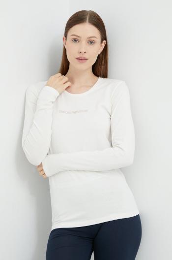 Tričko s dlhým rukávom Emporio Armani Underwear dámsky, béžová farba,