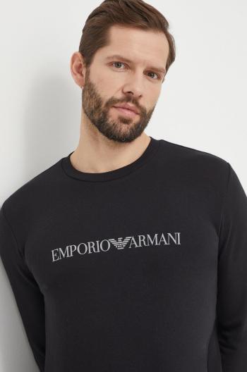 Mikina s kapucňou Emporio Armani Underwear čierna farba, s potlačou, 111785 4R571