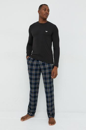 Pyžamo Emporio Armani Underwear pánska, čierna farba, vzorovaná