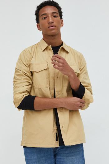 Bavlnená košeľa Vans pánska, hnedá farba, regular, s klasickým golierom