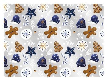Baliaci papier - vianočné zvončeky, hviezdy a perníky - listy 100x70 cm - MFP Paper