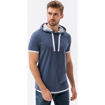 Ombre  Tričká s krátkym rukávom Pánske tričko s kapucňou - nebesko modrá šedá S1376  viacfarebny