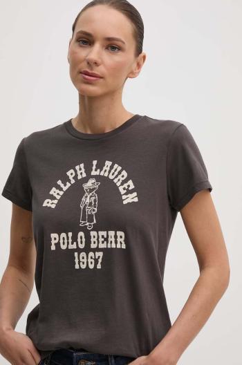 Bavlnené tričko Polo Ralph Lauren dámske, šedá farba, 211941221