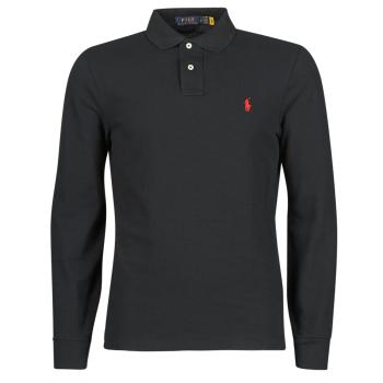 Polo Ralph Lauren  POLO AJUSTE DROIT EN COTON BASIC MESH LOGO PONY PLAYER  Polokošele s dlhým rukávom Čierna