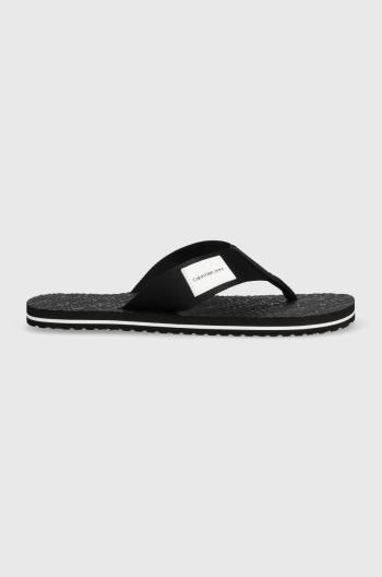 Žabky Calvin Klein Jeans BEACH SANDAL WOVEN PATCH pánske, čierna farba