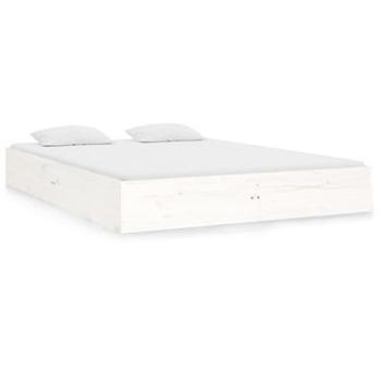 Rám postele biely masívne drevo 140 × 190 cm, 820083
