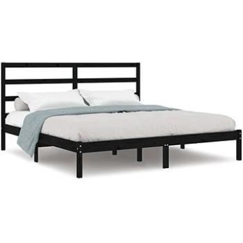 Rám postele čierny masívne drevo 180 × 200 cm Super King, 3104952