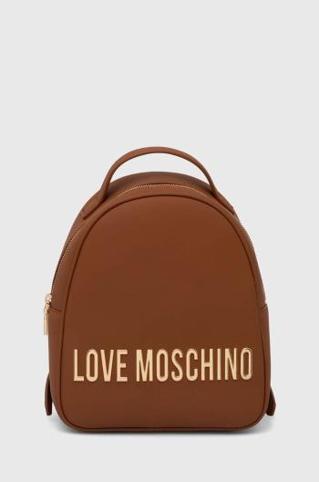 Ruksak Love Moschino dámsky, hnedá farba, malý, s nášivkou, JC4197PP1LKD0000