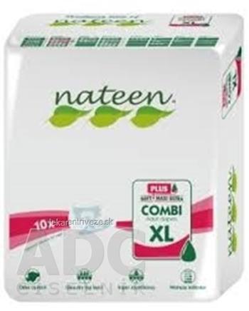 nateen COMBI PLUS XL plienky inkontinenčné, obvod bokov 130-175 cm, savosť 3400 ml, 1x10 ks